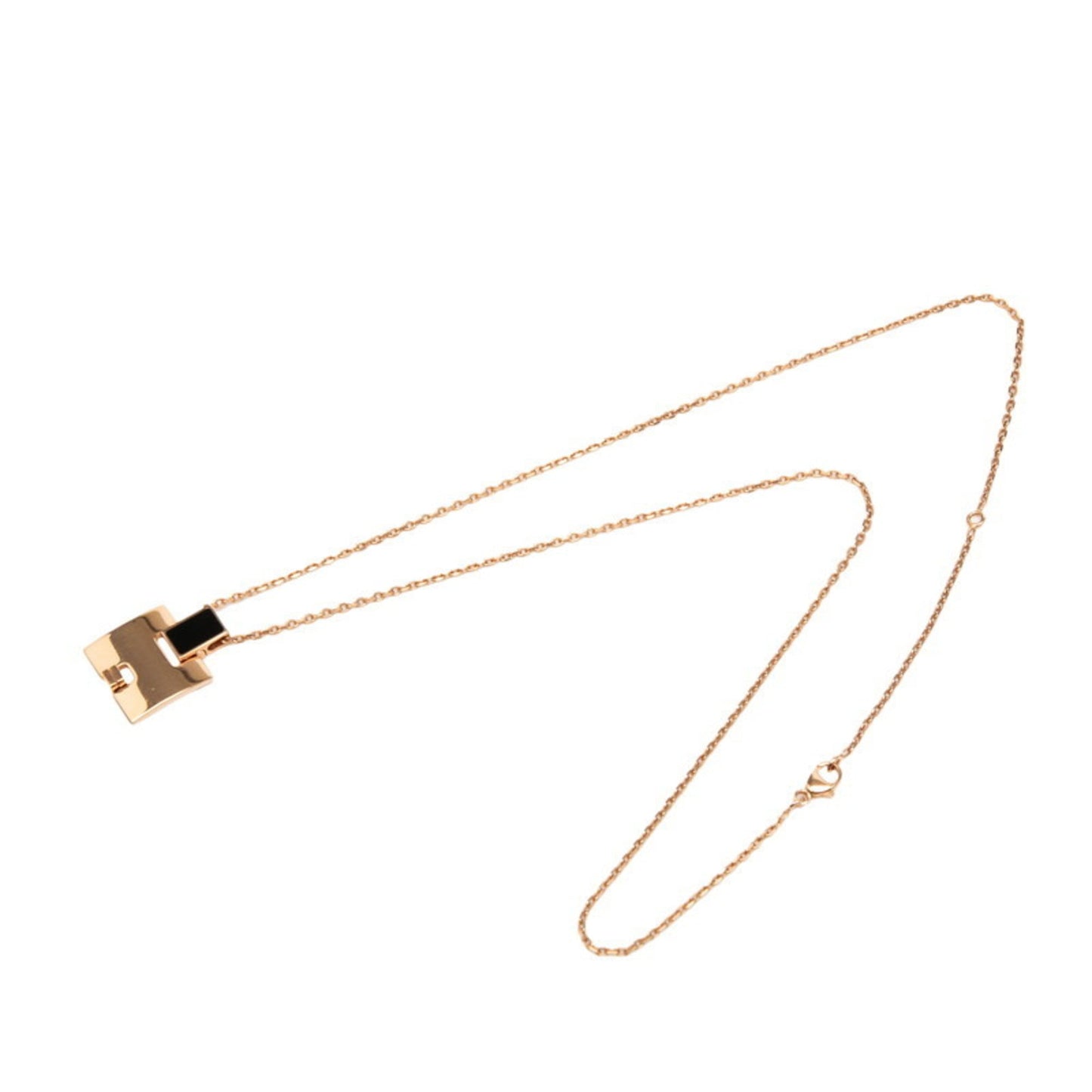 Hermes Eileen Pendant Necklace Gold and Black Plated for Women