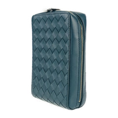 BOTTEGA VENETA Intrecciato Small The Valve Shoulder/Crossbody Bag 592692 VO0BI Blue Leather for Men and Women — Like New