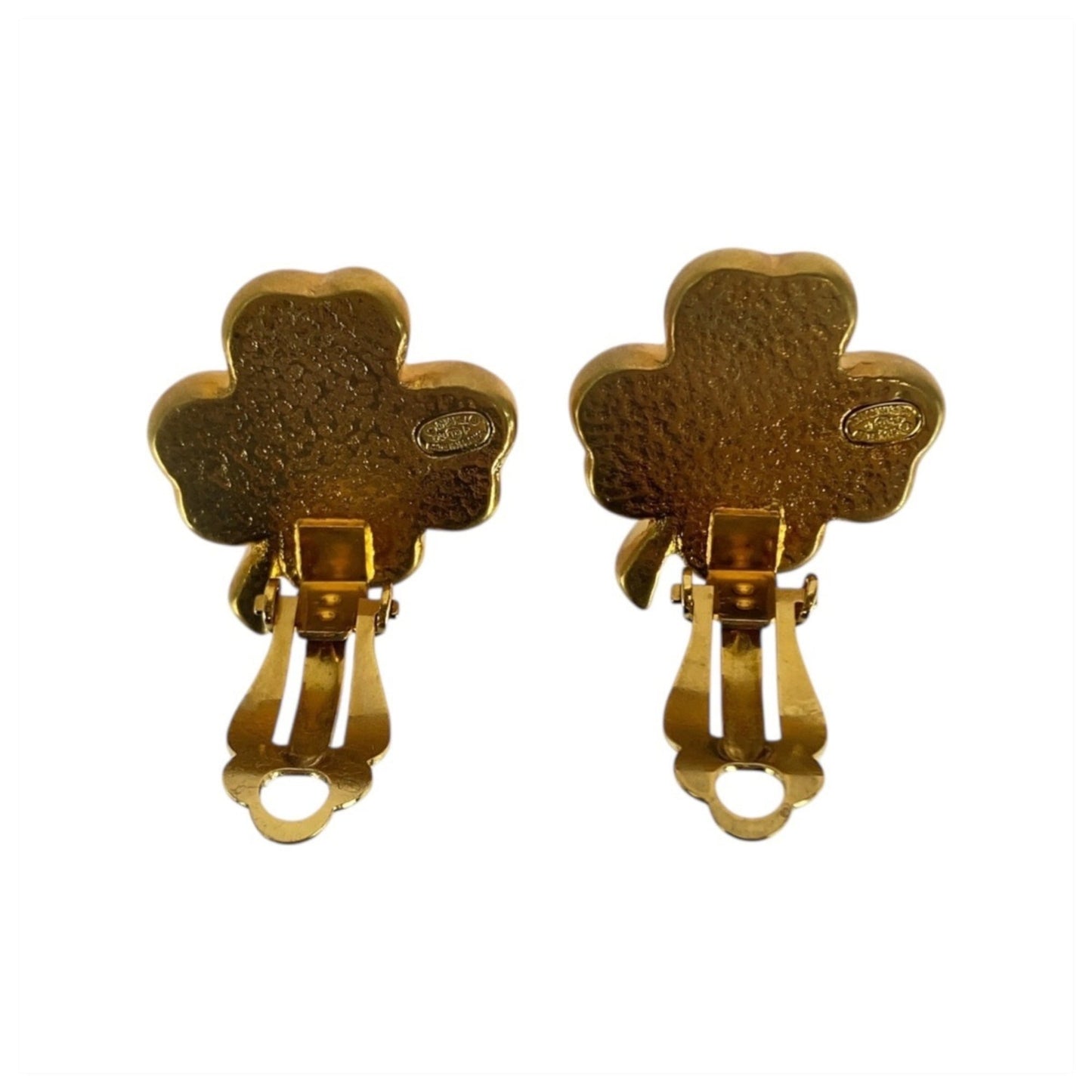 CHANEL Clover Coco Mark Gold and Pink Plated Earrings for Women