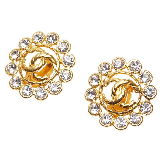 Vintage Chanel Coco Mark Earrings, Gold Plated with Beads, Women's, CHANEL