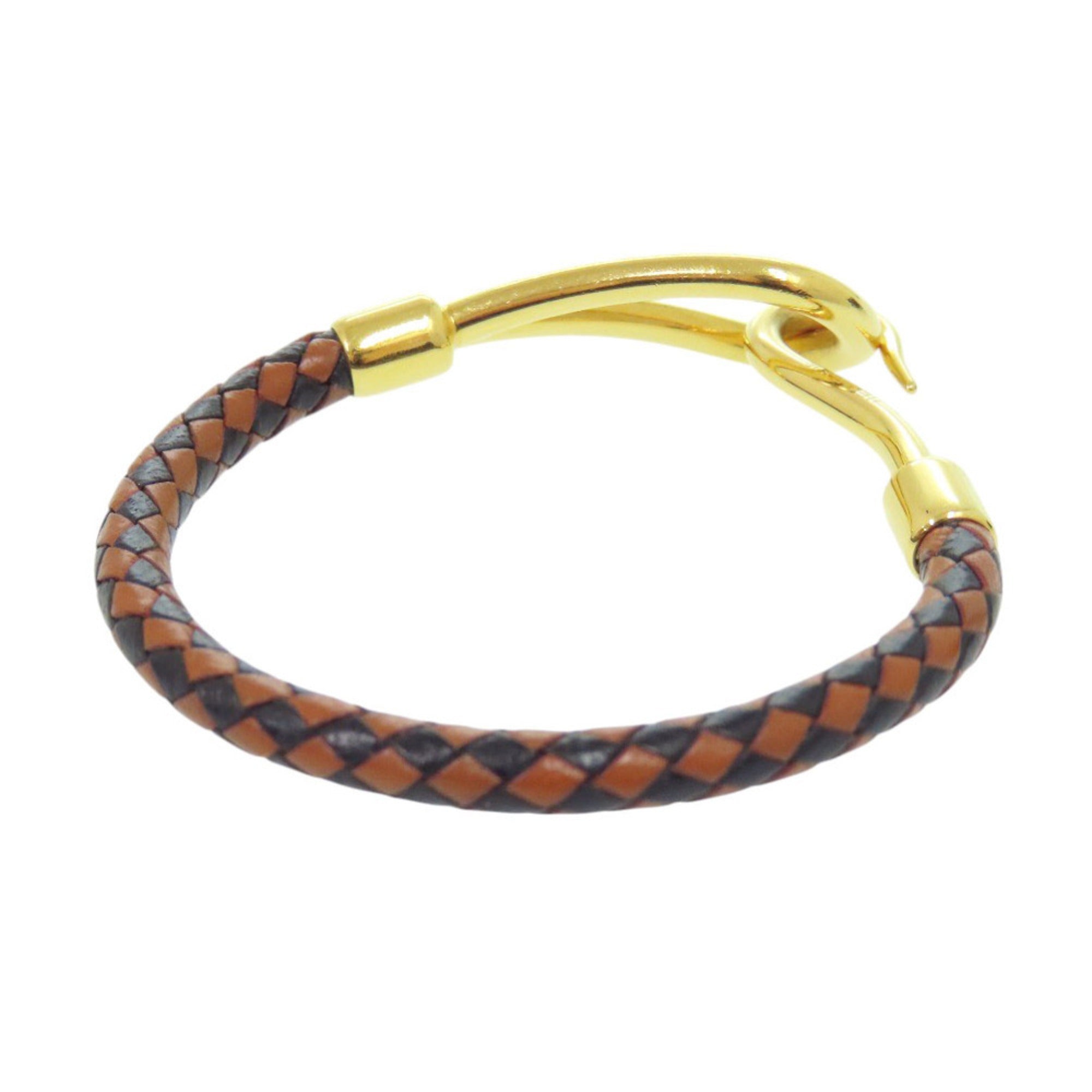 Like New Hermes Jumbo Bracelet Leather Metal Brown Black 1599HERMES — Like New