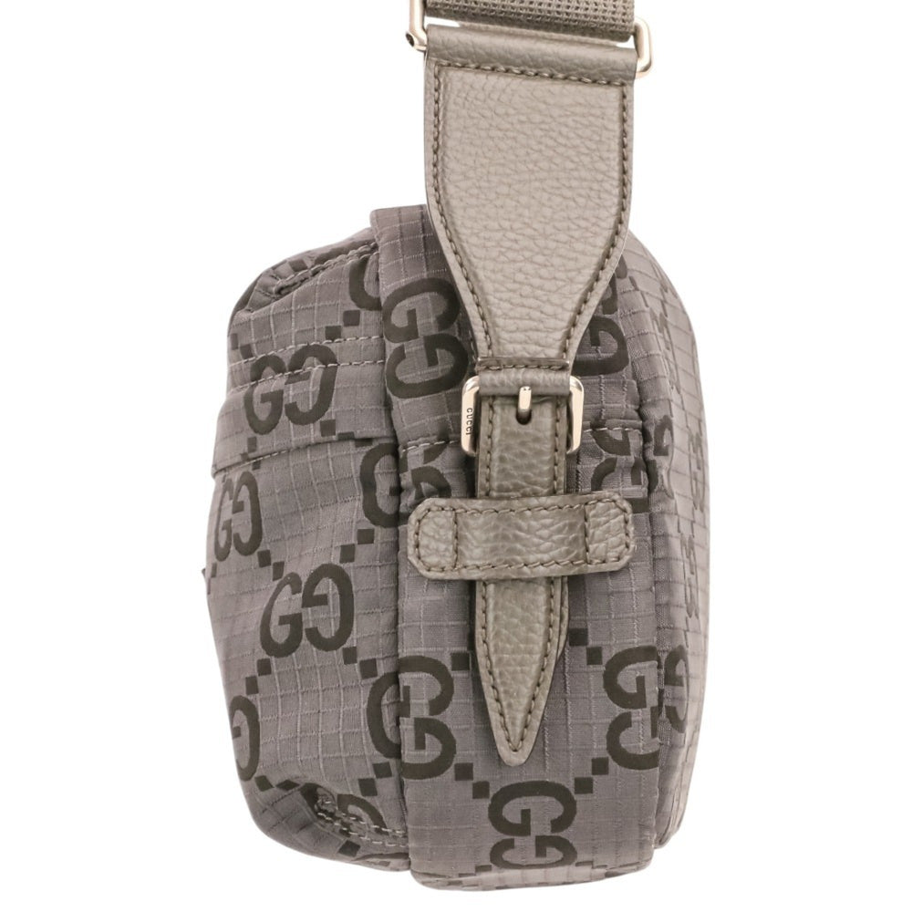 GUCCI ECONYLON GG Polyester Shoulder Bag, Medium, 767931 520981, Gray, Men's/Women's — Like New