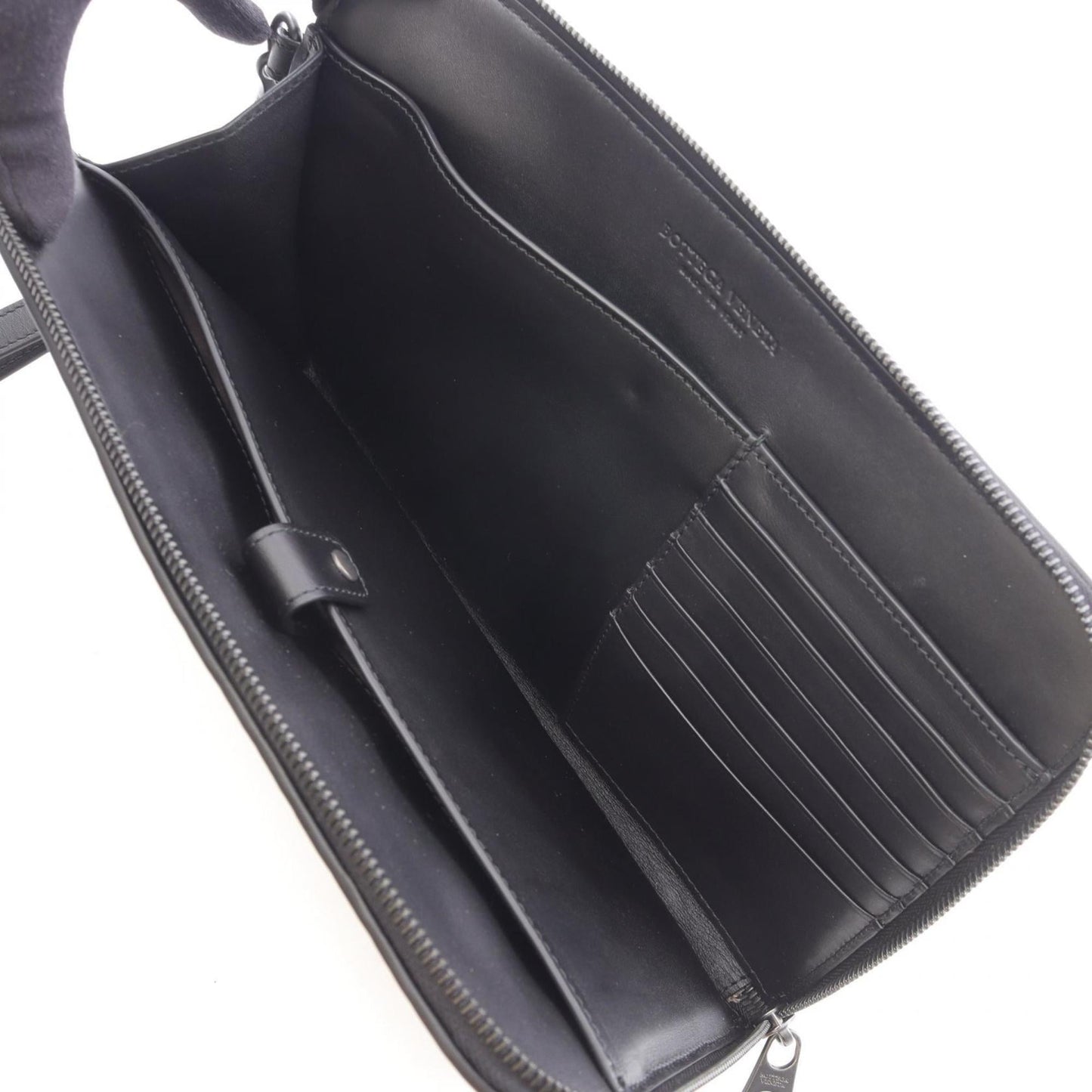 Bottega Veneta Intrecciato Leather Second Bag/Clutch Bag, Women's, Black, 493190