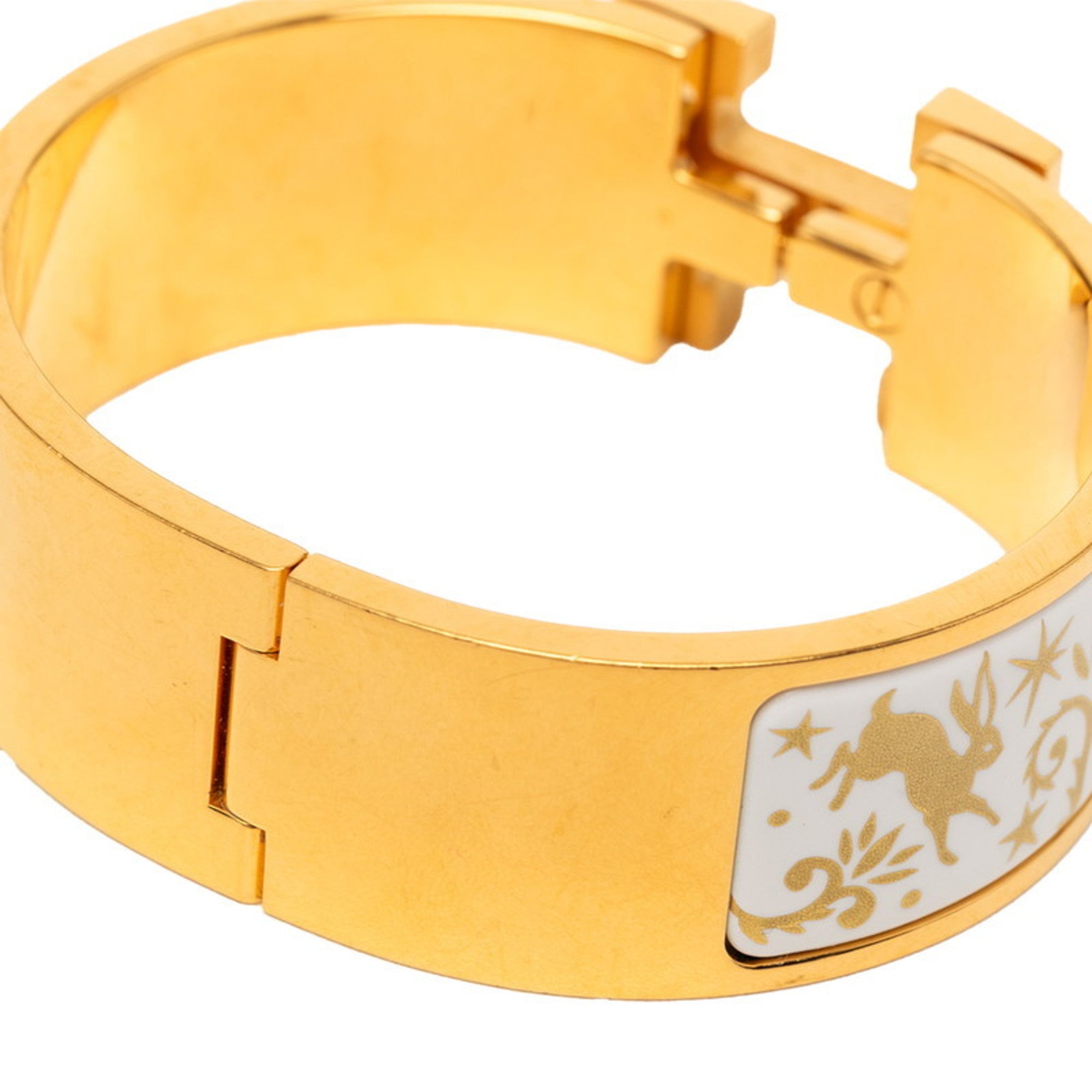 Hermès Click Crack H Bracelet, "Enchanted by the Charm of Orpheus," Gold and White Plated, Women's, HERMES