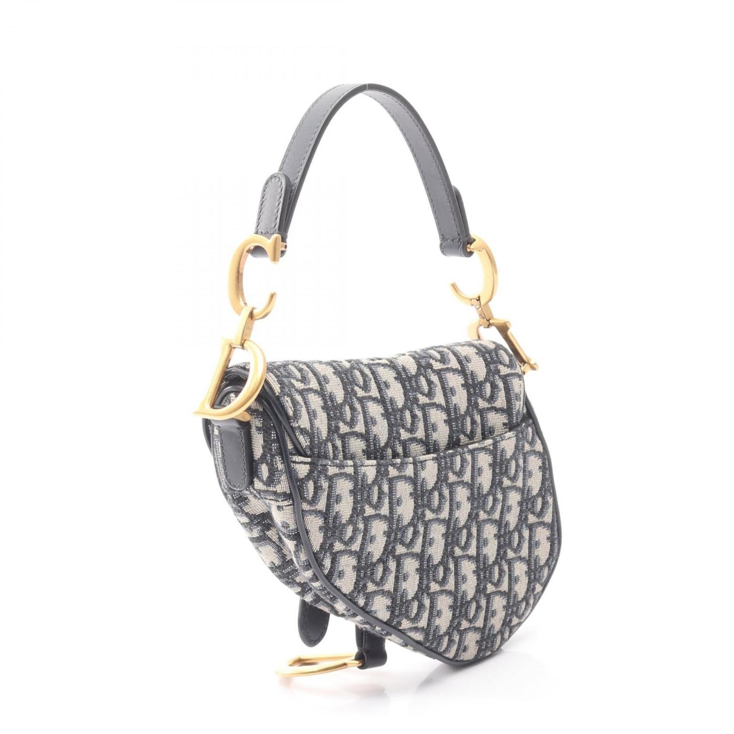 Christian Dior Dior Saddlebag Mini Oblique Jacquard Handbag Canvas Leather Women's Bag Beige Black Navy