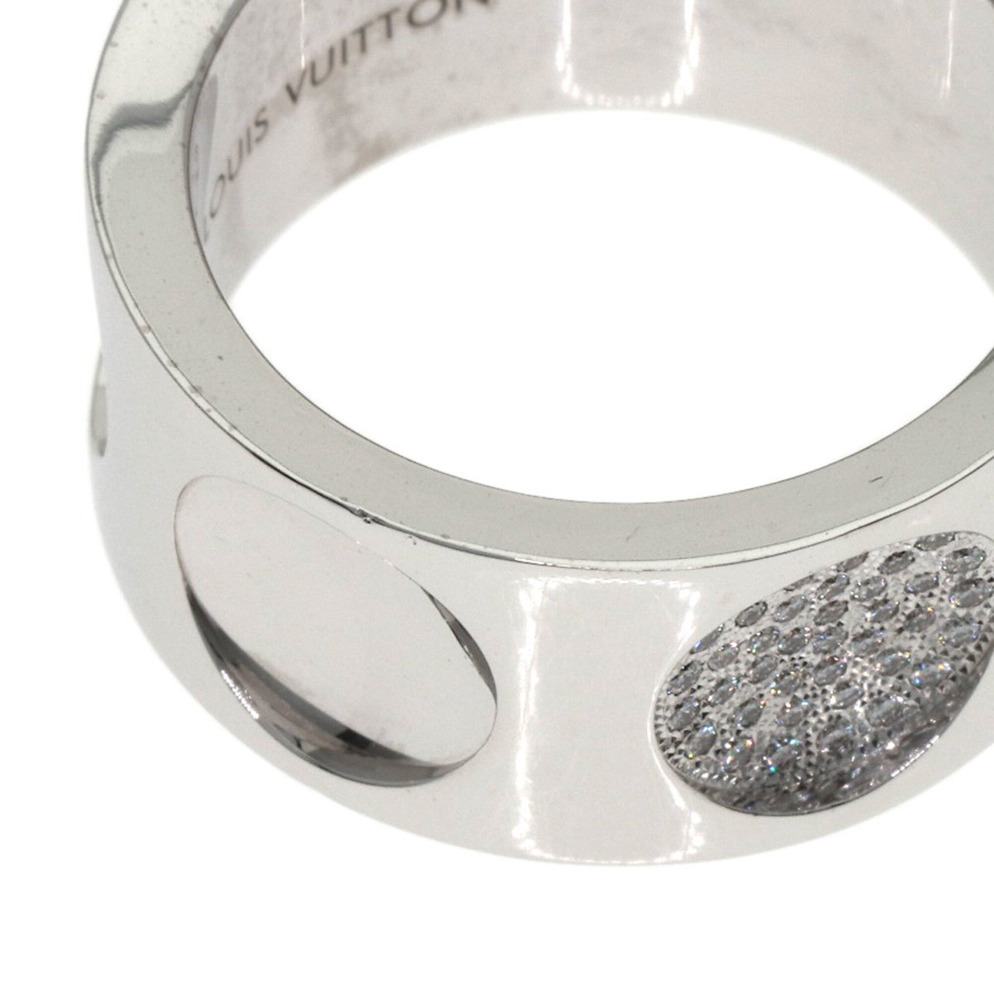 Louis Vuitton Grand Bague Empreinte Diamond Ring #53, 18K White Gold, Women's — Like New