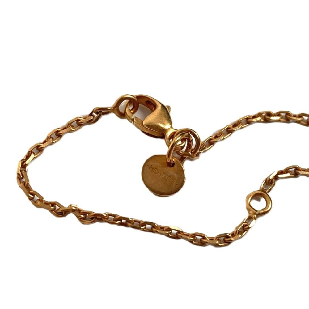 HERMES Heart Chain As de Coeur PM Pendant Necklace, Leather, Metal, Women's, Black — Like New