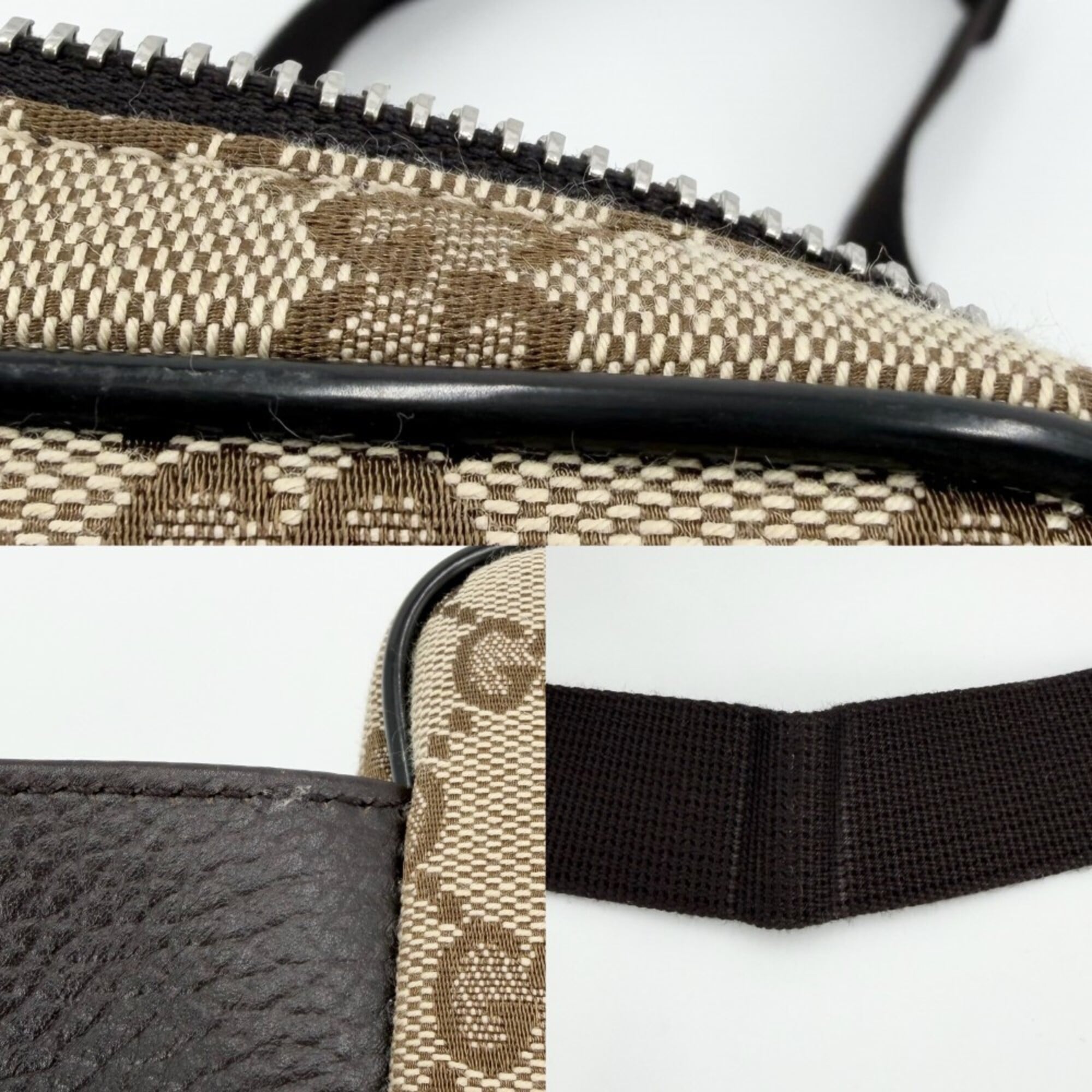 Gucci waist bag for men, pouch, body bag, GUCCI 449174 GG canvas leather brown with silver hardware — Like New