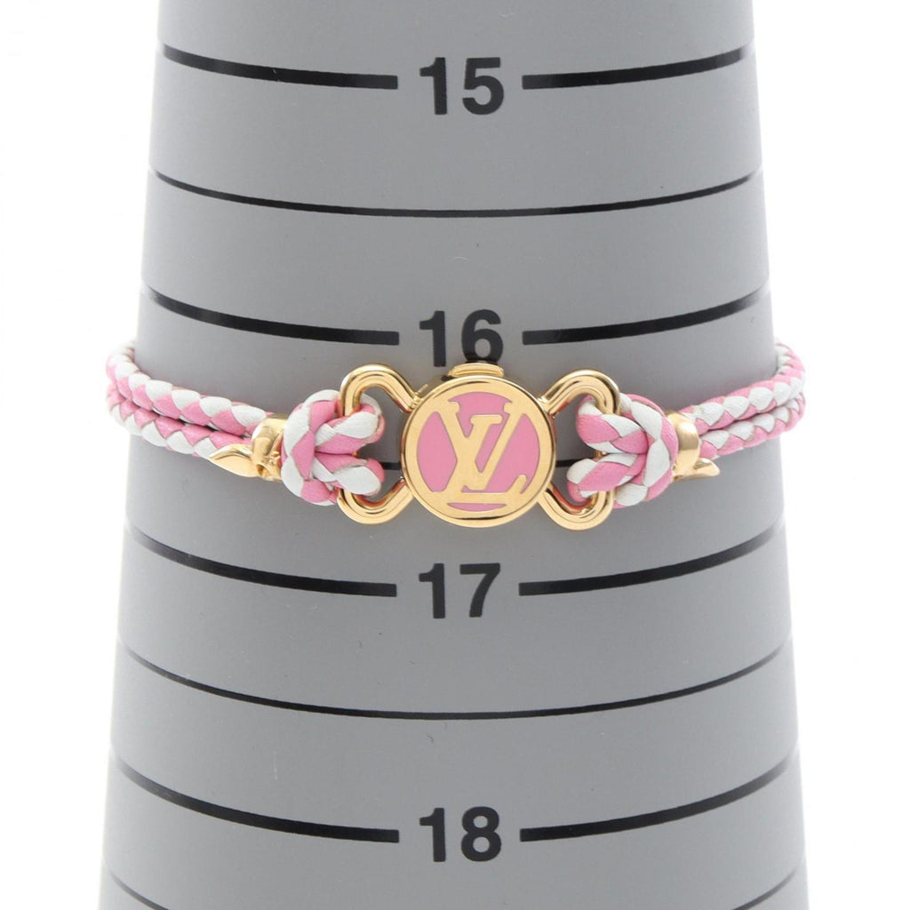 Louis Vuitton LV Click-It Rose Bracelet, Leather, Gold-Plated, Women's, Pink, White, Gold, M4191
