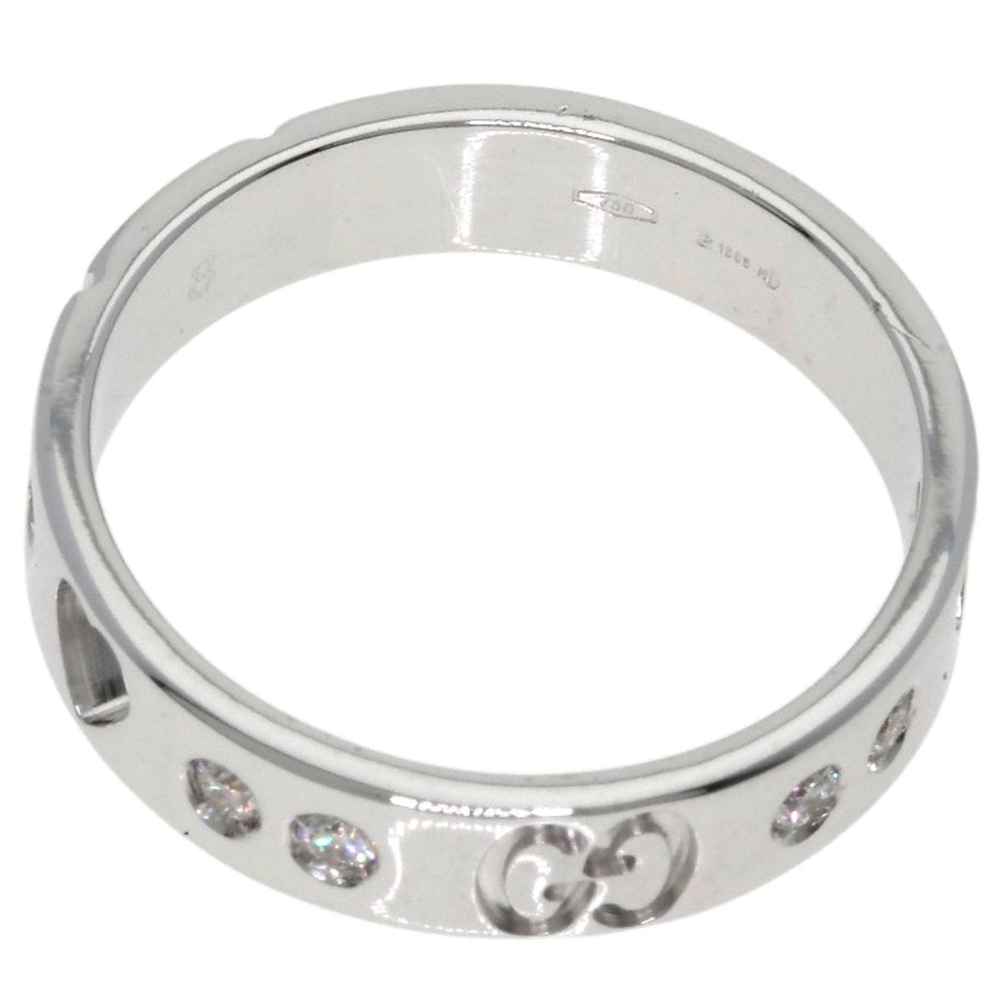 Gucci Amor Heart 10P Diamond #8 Ring, K18 White Gold, Women's, GUCCI