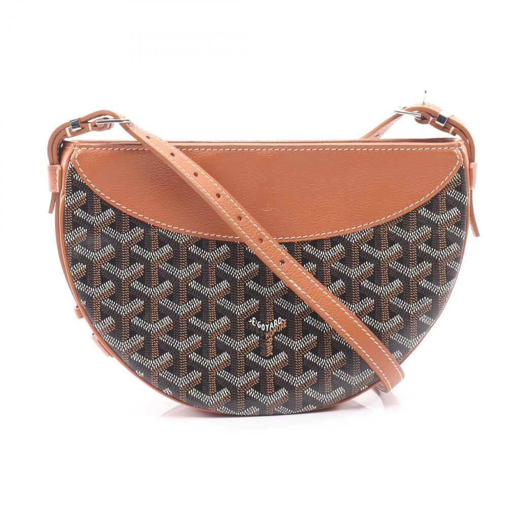 Goyard Hirondelle Shoulder Bag, Coated Canvas and Leather, Women's, Brown, Black, White, HIRONDPMLTY01CL03P