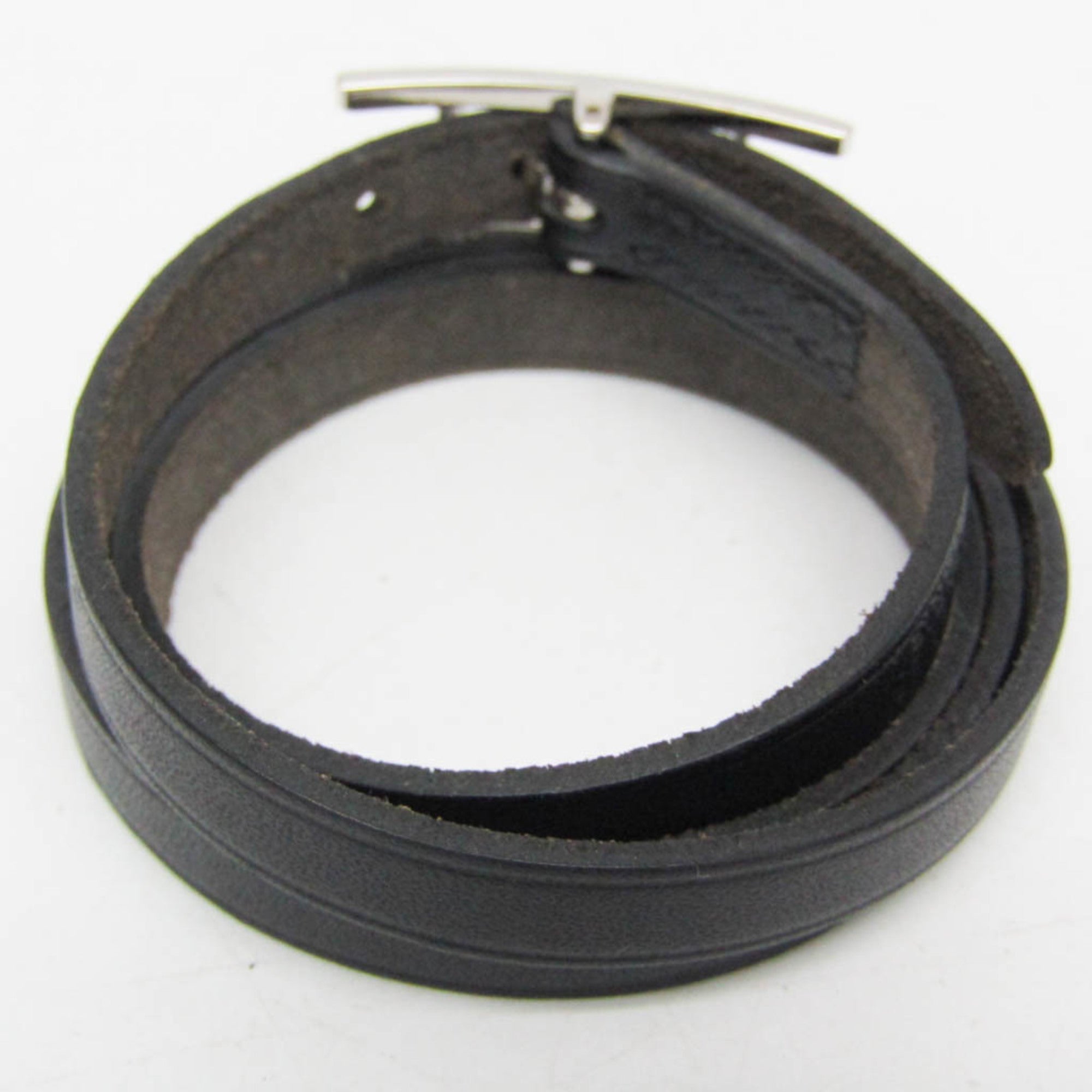 Hermes Hapi III Choker Leather,Metal Bangle Silver,Black — Like New