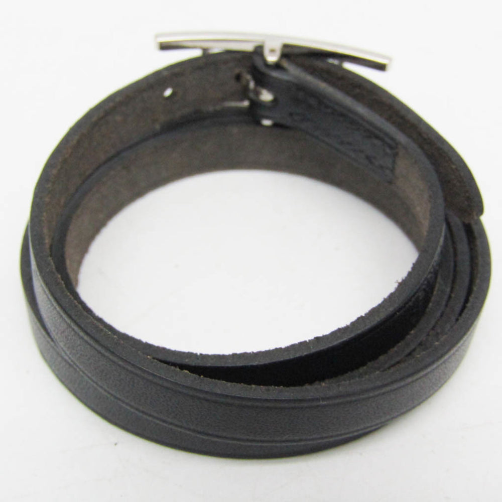 Hermes Hapi III Choker Leather,Metal Bangle Silver,Black — Like New