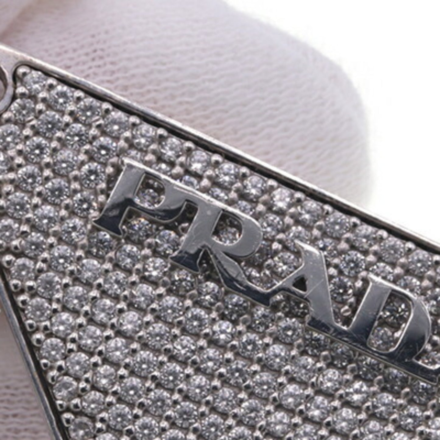 Prada Single Earring Crystal Jewel Right SV Sterling Silver 925 Triangle Women's PRADA