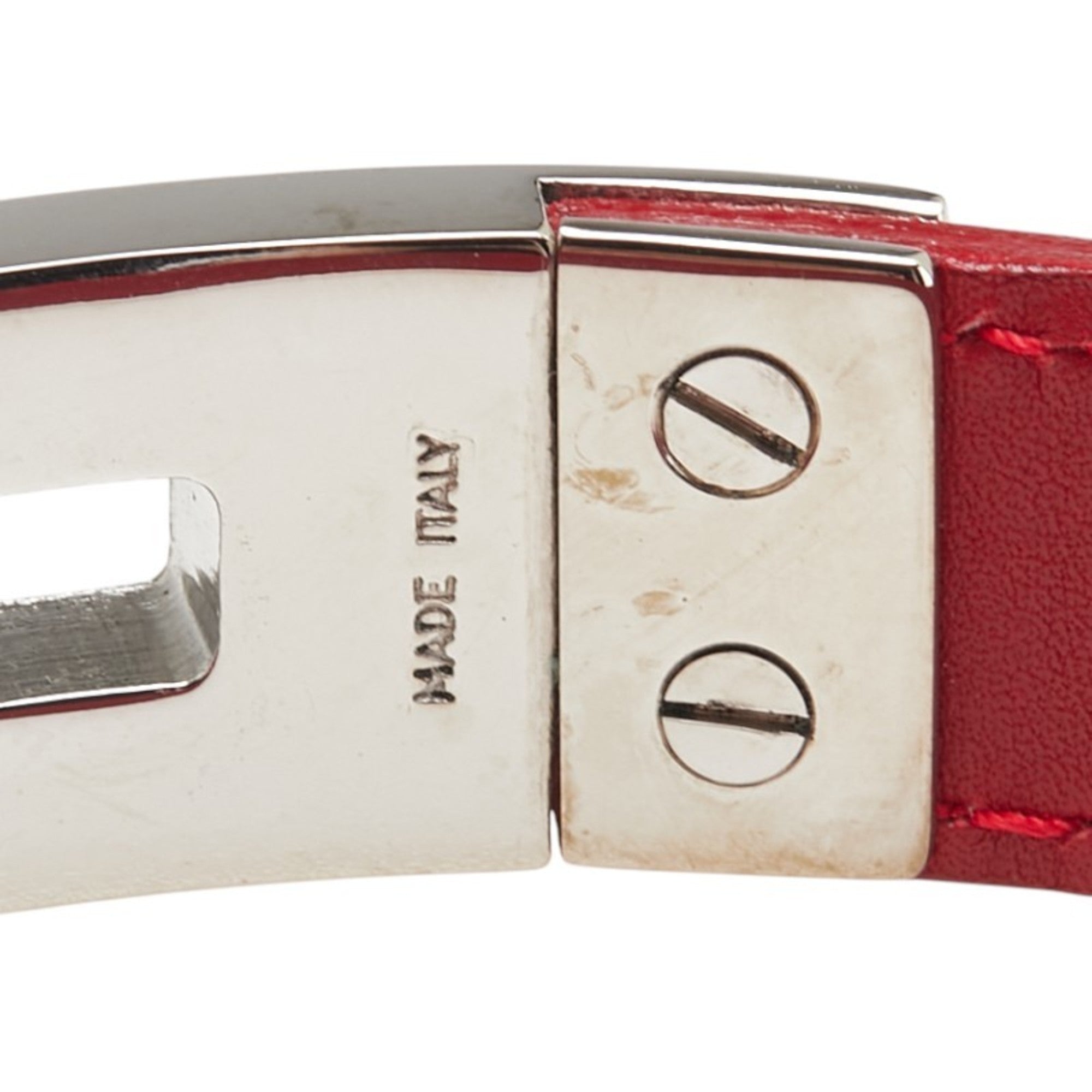 Salvatore Ferragamo Gancini Bracelet in Red, Silver, Leather and Metal for Women