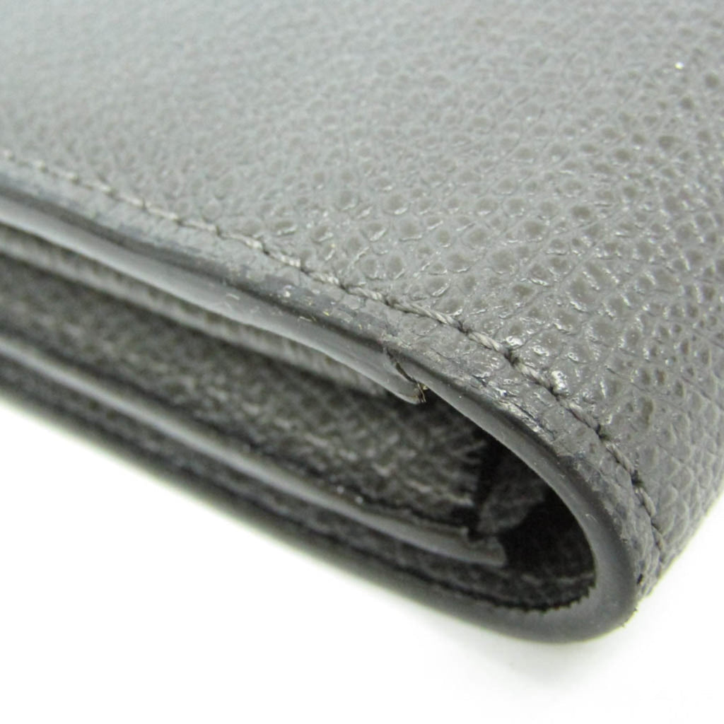Valextra Men,Women Leather Long Wallet (bi-fold) Gray