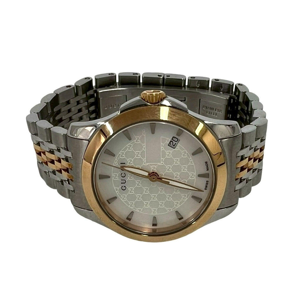 GUCCI GG Logo Stainless Steel Quartz Wristwatch, Silver, 32380 — Good