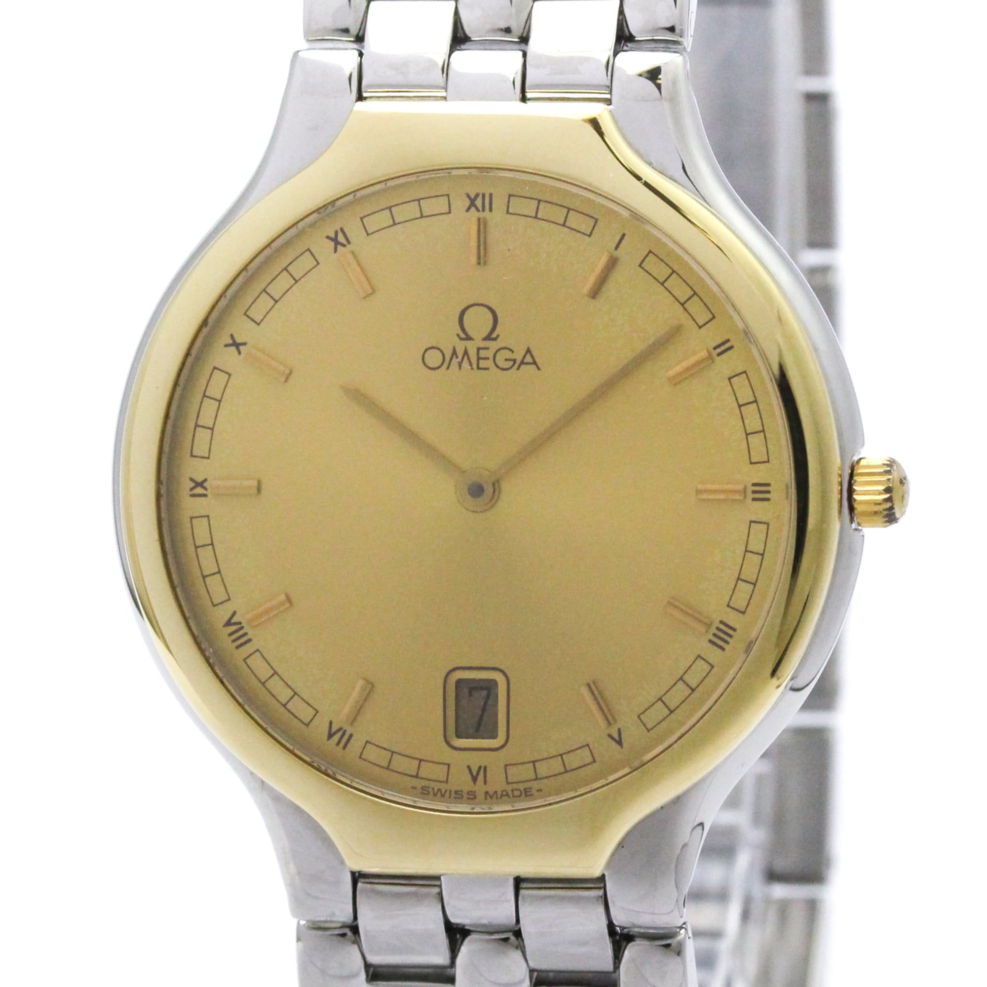 OMEGA De Ville K18 Gold Steel Quartz Mens Watch 196.0316 Polished — Very Good