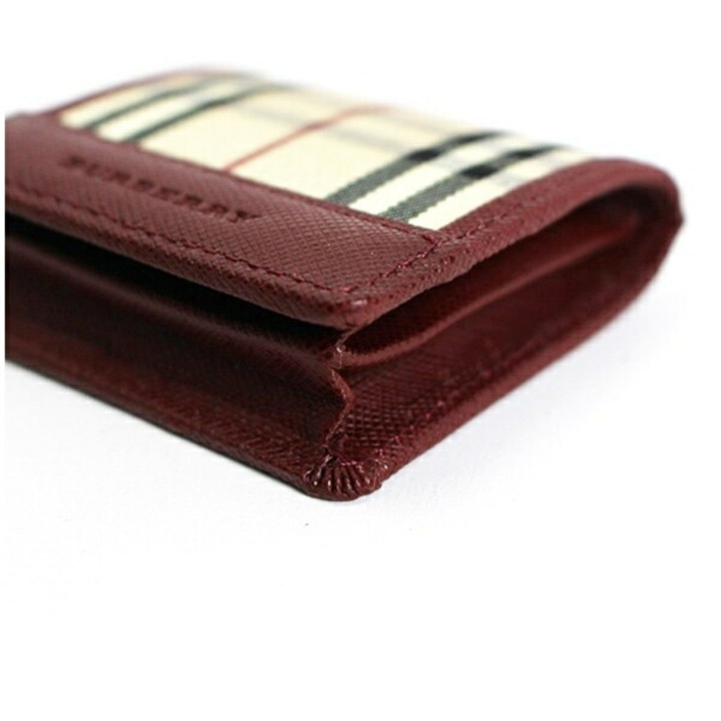 Burberry Coin Case Nova Check Beige x Wine Red BURBERRY Women's