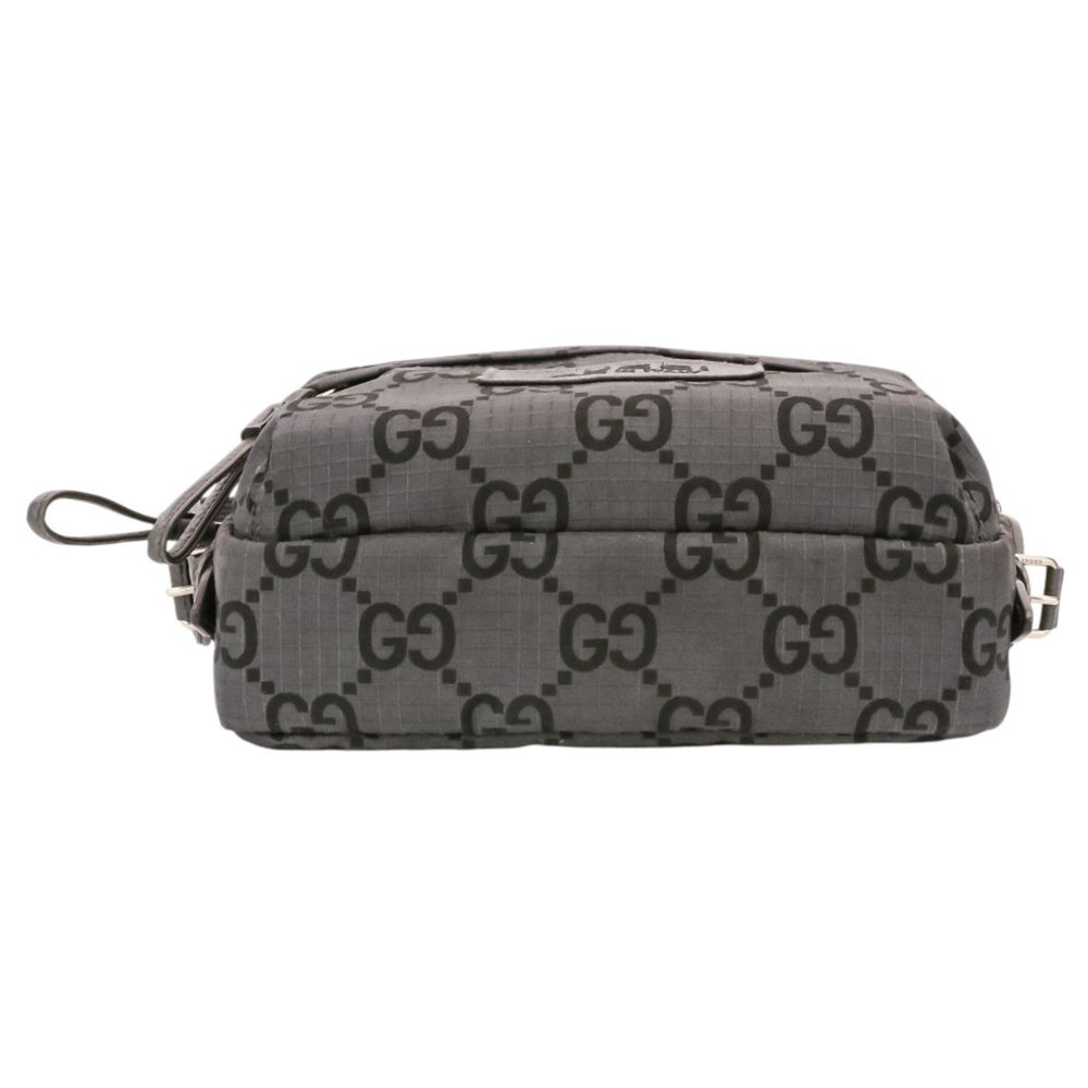 GUCCI ECONYLON GG Polyester Shoulder Bag, Medium, 767931 520981, Gray, Men's/Women's — Like New