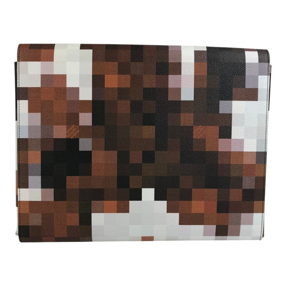 LOUIS VUITTON GI1137 Pixel Folder Mark Cowhide Bag Handbag Second Pouch Clutch Leather Men's Women's Brown Like New — Like New