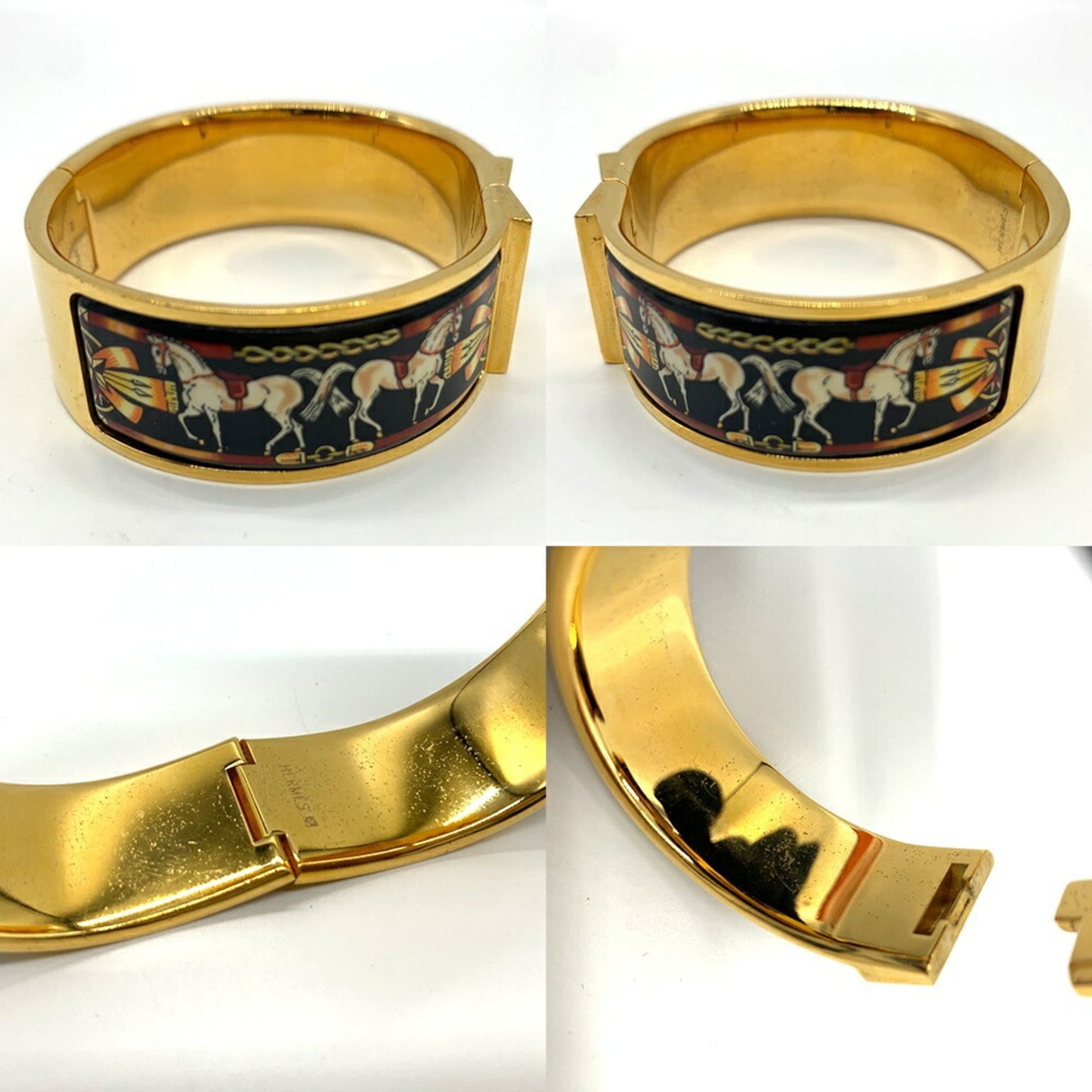 Hermes Click Clack enamel GM cloisonné bangle bracelet.