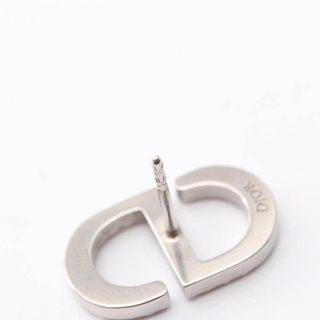 Christian Dior Dior Petit CD Stud Earrings with Stainless Steel Rhinestones, Silver