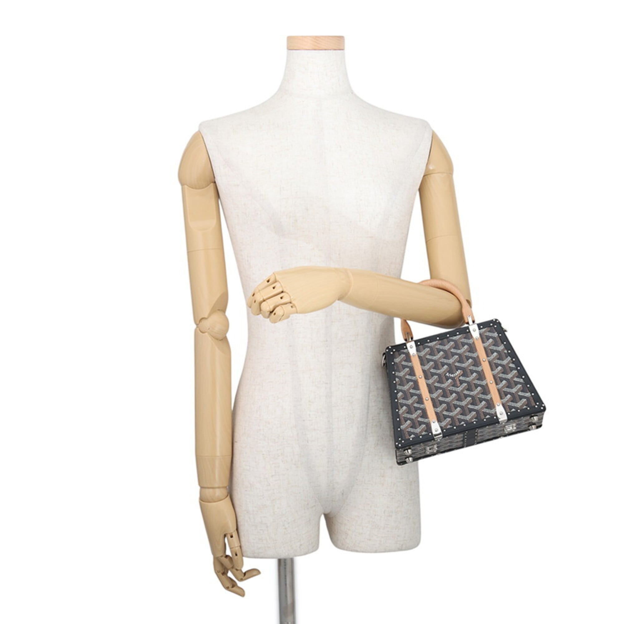 Goyard Saigon Mini Trunk Bag Wood SAIMA3MINTY01CL01P GOYARD Black 2-way Handbag — Like New