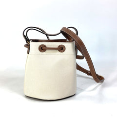 Burberry 8070576 2WAY Shoulder Bag Bucket Crossbody Tote Bag IvoryBased Brown — Like New