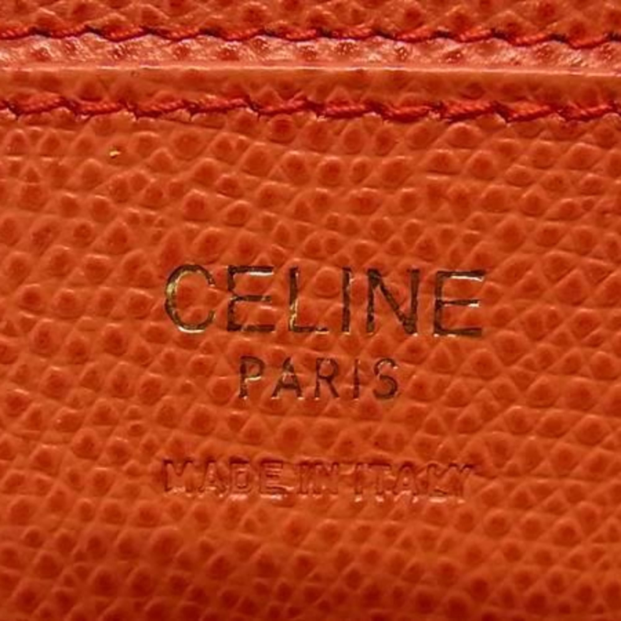 CELINE Wallet - Orange Leather Women's Bifold Long