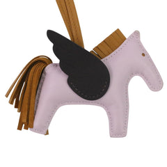 HERMES Rodeo Pegasus PM Bag Charm in Mauve Pale Sesame Ebene with U Stamp for Women — Like New