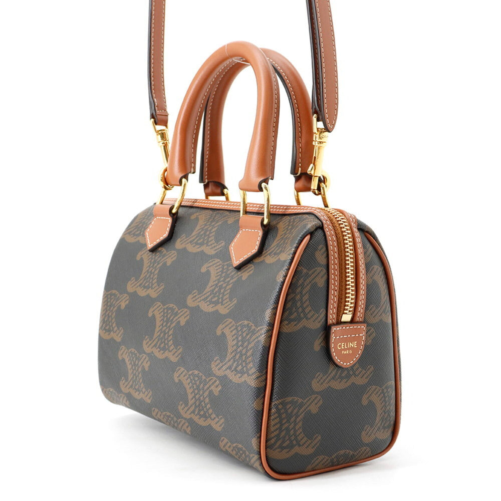 Celine Triomphe Small Boston Leather Handbag 113772 CELINE 2-way Shoulder Bag — Like New