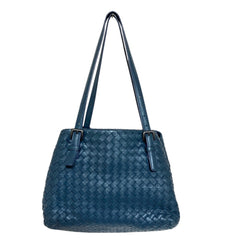 BOTTEGA VENETA Mini Cesta Intrecciato Leather Tote Bag, Navy, Women's — Like New
