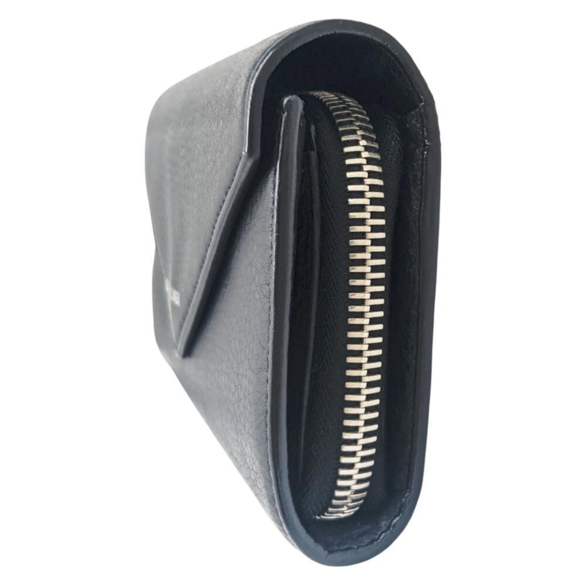 BALENCIAGA Paper Manny Leather Black 371661 Large Wallet Long Men's Women's