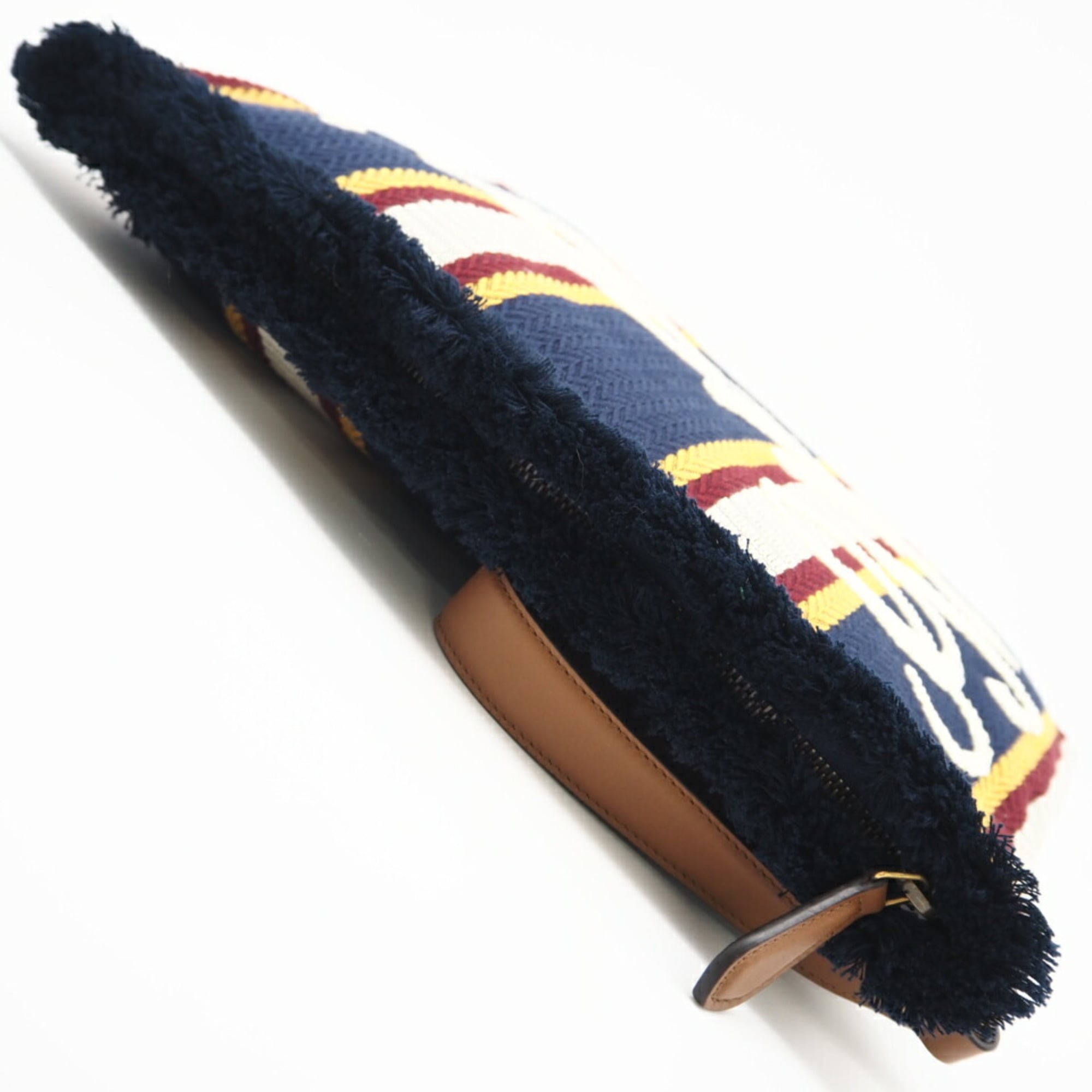 GUCCI Embroidered Canvas Large Pouch 822870 Clutch Bag Navy Multicolor Women's — Like New