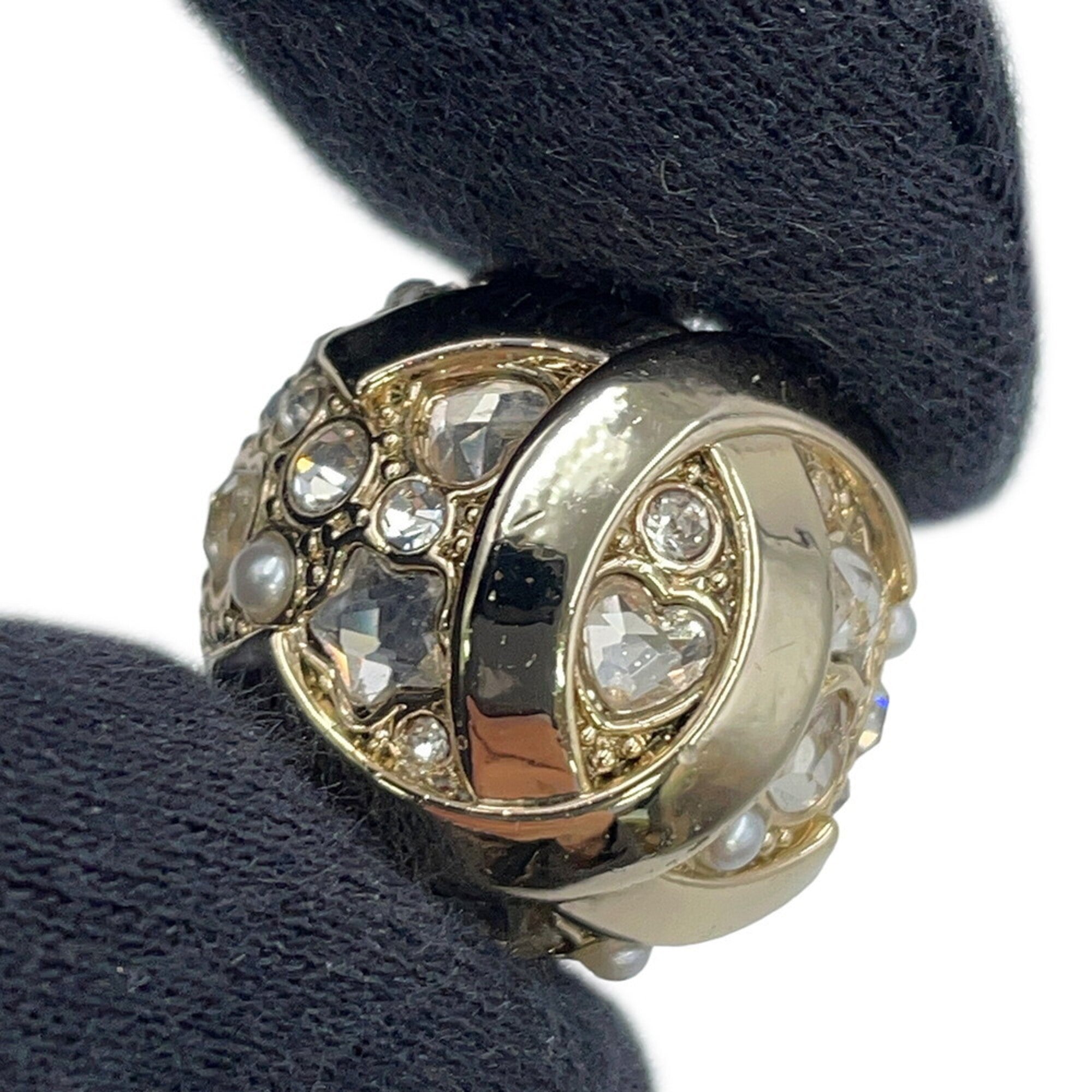 Chanel Earrings, Coco Mark Round Earrings with Rhinestones and Faux Pearls, B25A ABF219, CHANEL for Women — Like New