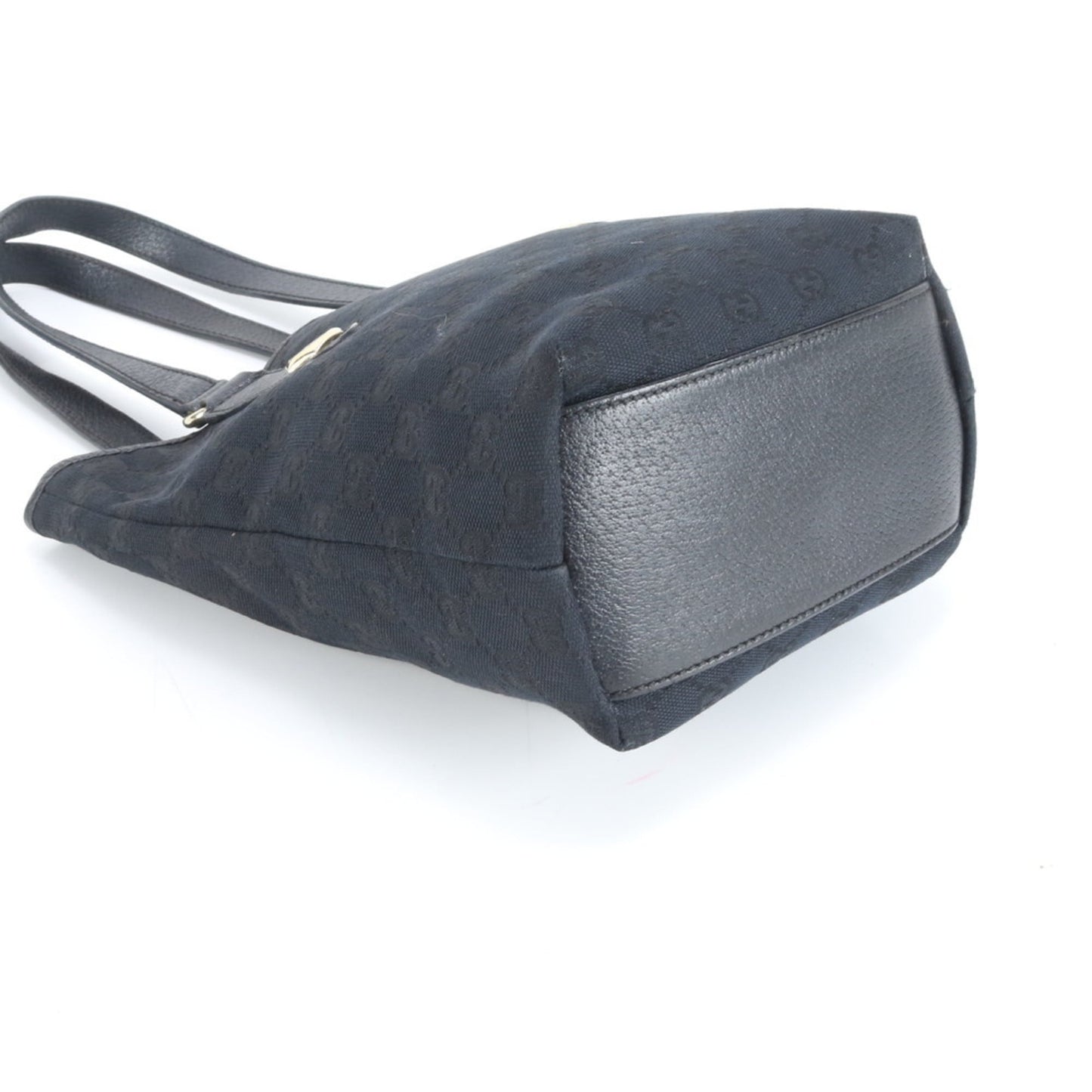 Gucci GG Canvas 153361 Leather Tote Bag Shoulder Handbag Black Women's