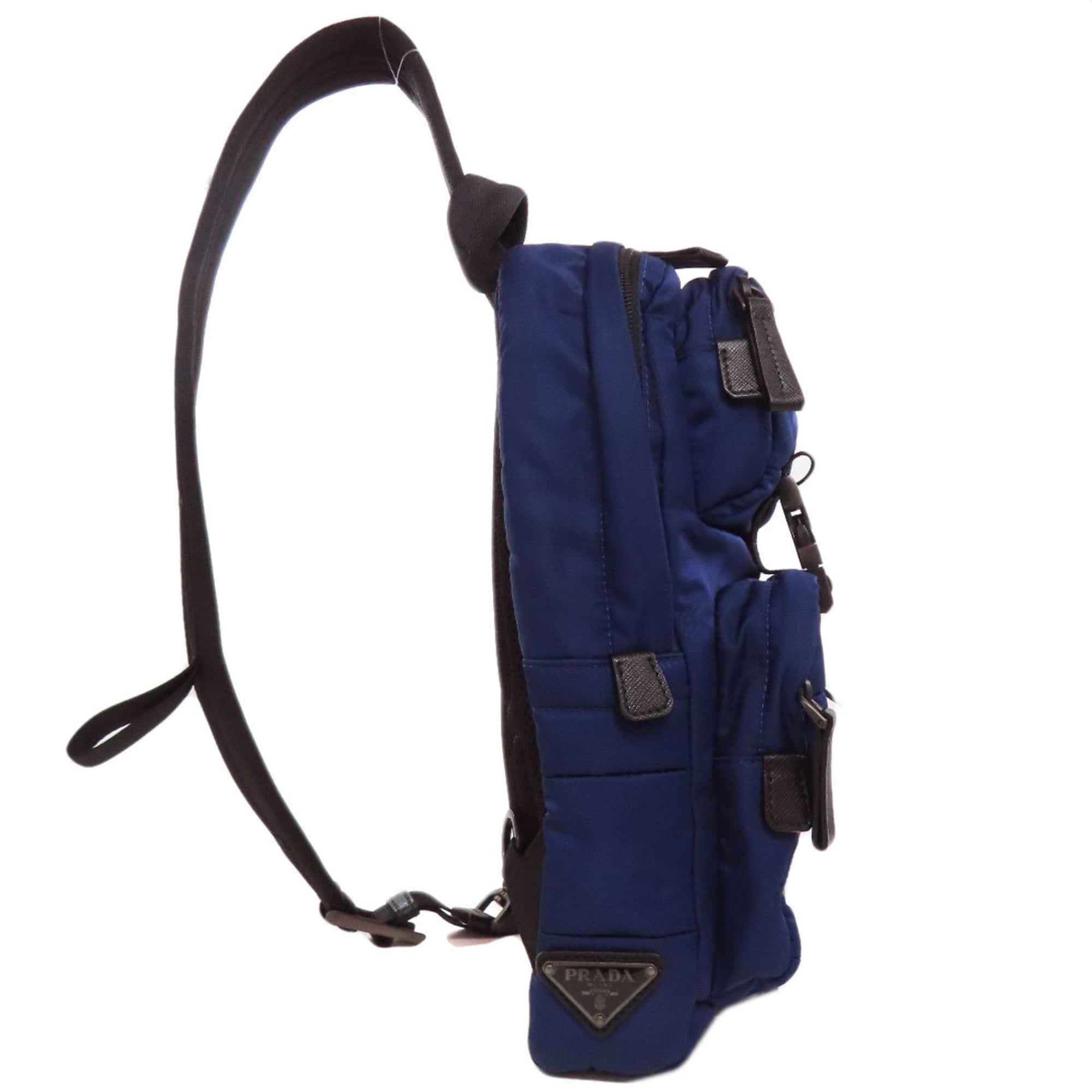 Prada logo hardware body bag nylon material women's