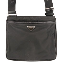 PRADA Re-Nylon Saffiano Leather Triangle Logo Plate Shoulder Bag 2VH118 Black (Men's & Women's) — Like New