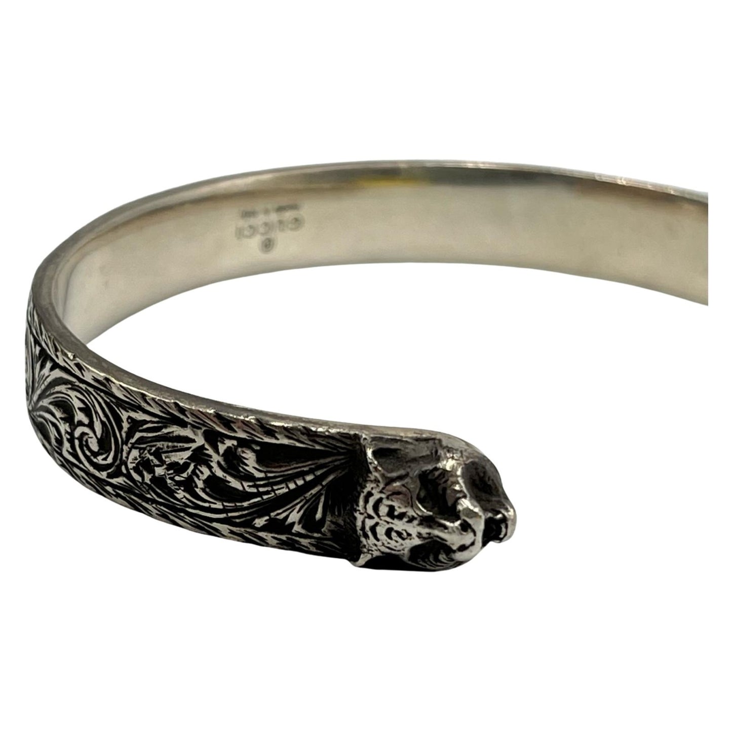 Gucci Interlocking Cat Head/Tiger Head Bangle in Sterling Silver for Men