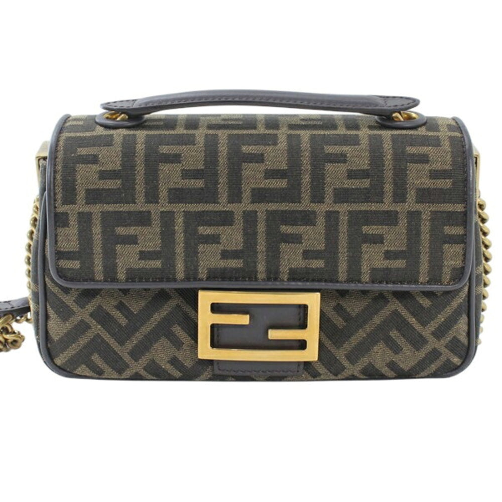 FENDI Zucca Baguette Chain Medium Shoulder Bag, Nylon Jacquard x Leather, Women's, 8BR793 AKBZ F1EM3 KM3158 — New - Store Return