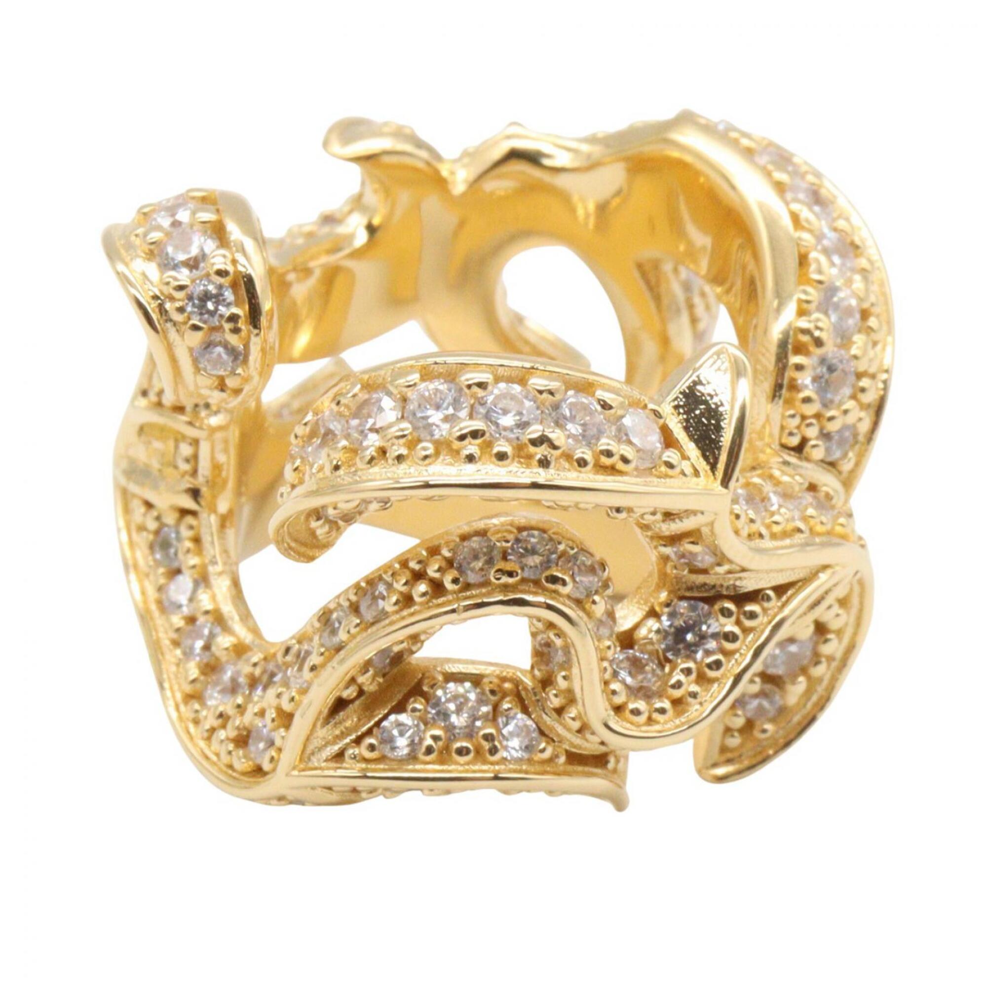 Bottega Veneta CZ Sterling Silver Ring - Women's Ring/Finger 925 Gold Tone — Like New