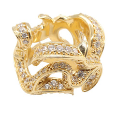 Bottega Veneta CZ Sterling Silver Ring - Women's Ring/Finger 925 Gold Tone — Like New