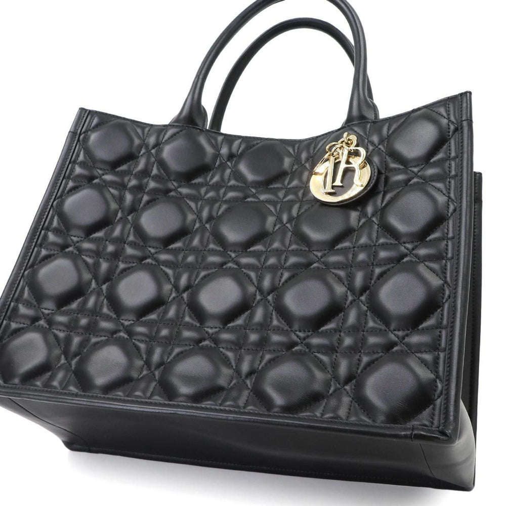 Christian Dior Book Tote Bag Medium - Macro Cannage 2-way Shoulder Handbag Leather Black M1324OWHP — Like New