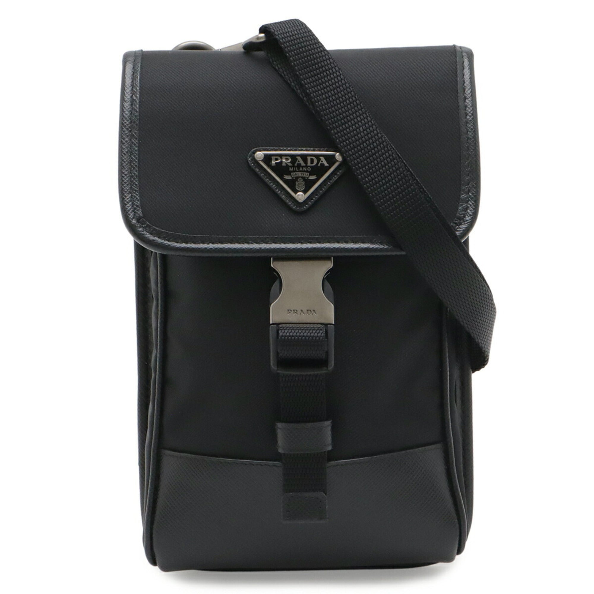 PRADA Triangle Smartphone Case, Shoulder Bag, Handbag, Pouch, Nylon, NERO Black, 2ZH109 — Like New