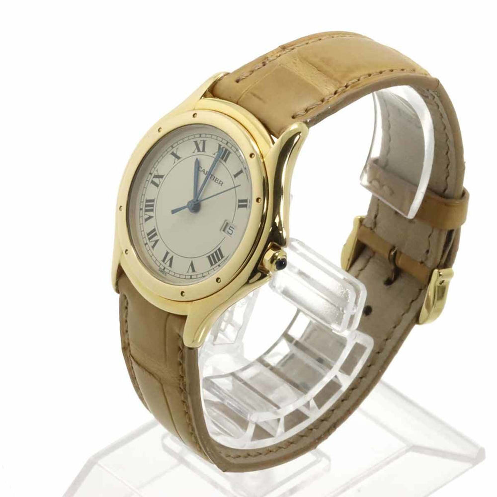 Cartier Santos Cougar LM W3500453 Boys' Watch, Date, Ivory, 18K Yellow Gold, Quartz Watch — Very Good