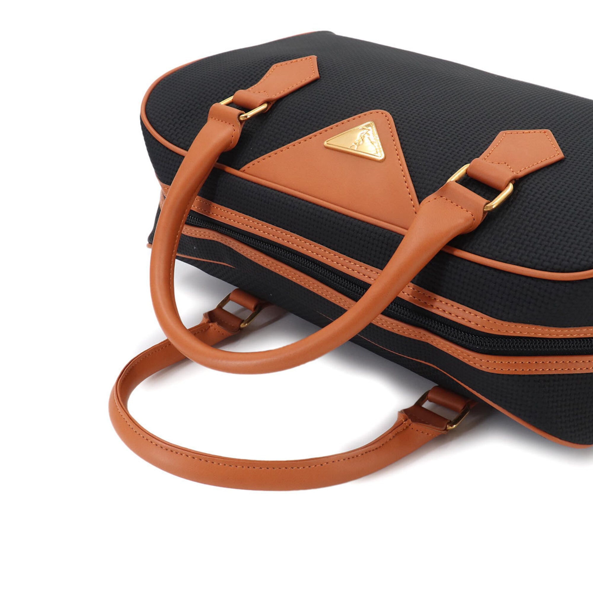 Yves Saint Laurent Boston Handbag, Leather, Black/Brown, Gold Hardware — Like New