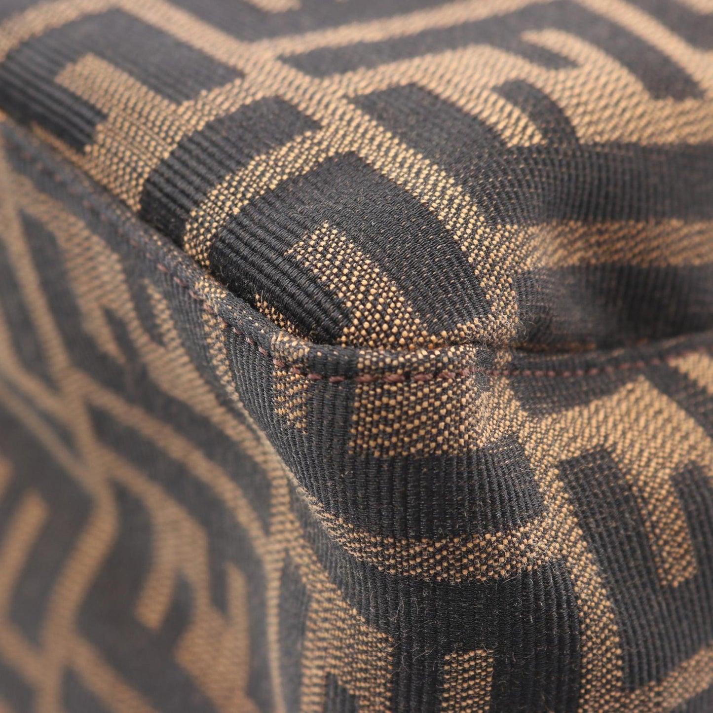 Fendi Mamma Bucket Shoulder Bag, Canvas and Leather, Women's, Brown Black