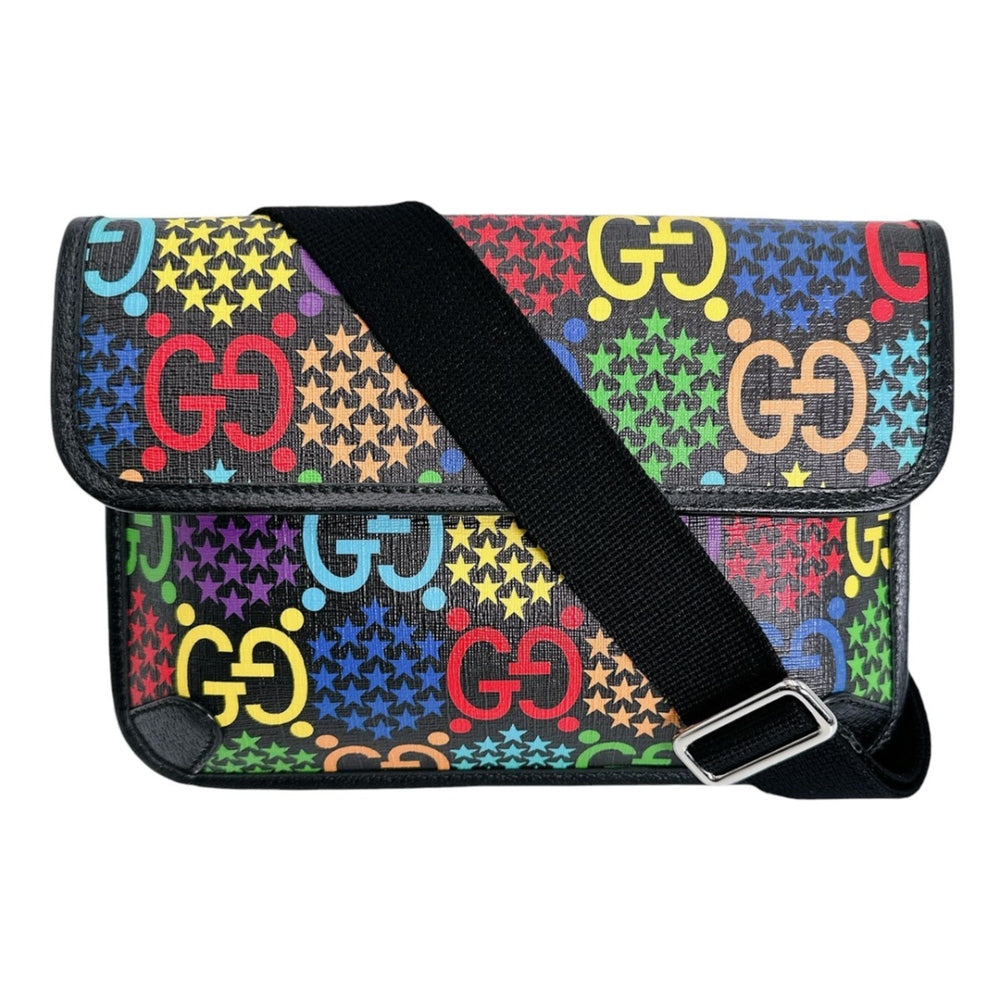 Gucci GUCCI Waist Bag Body GG Psychedelic Leather 598113 Black x Multicolor — Like New