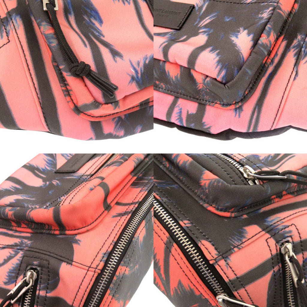 Excellent condition Saint Laurent Paris palm tree print 581375 nylon pink and orange body bag 0529